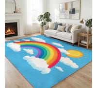 Tapis de Salon Soleil Arc en Ciel Lune 180 x 240 cm Moderne Tapis, Style De Dessin Animé AntidéRapant Doux Poil Court Lavable Moquette - pour Salon Chambre et Salle à Manger