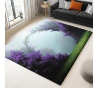 Tapis de Salon Style Fantastique Fleurs De Lilas Chemin 90 x 150 cm Poil Court Tapis, Moderne Chambre Enfant Adulte Multicolore Doux Lavable Antidérapant Moquette pour Entrée Cuisine Couloir