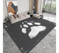 Tapis de Salon Surréalisme Empreinte Patte Ours Grand Tapis Lavable Super Doux et Antidérapant, Moquette Poil Ras Chambre pour Manger l'entrée et la Cuisine - 80x150 cm Gris