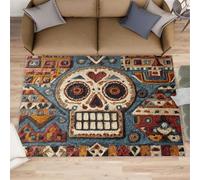 Tapis de salon - Tapis de cuisine motif tête de mort indienne pour salon, lavable, antidérapant et doux pour décoration d'intérieur - 120 x 170 cm
