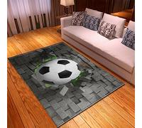 Tapis de Salon Terrain de Football Vert Bleu 3D Moderne Garçon Adolescent Tapis de Chambre Antidérapant Basket-ball Volley-ball Football Tapis pour Enfants Zone Gaming Rugs (Gris,70 x 140 cm)