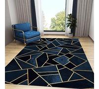 Tapis de Salon Texture de Marbre Bleu DéGradé Moderne, Grand Tapis Poils Ras Motif IrréGulier GéOméTrique Abstrait, Grand Tapis AntidéRapant - pour Chambre à Coucher Salon Et Salle - 180 x 240 cm