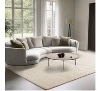 the carpet Elisa, Tapis Moderne de Salon, Design géométrique, Haute densité de Poil et agréablement Doux, crème, 120 cm de diamètre