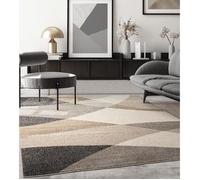 the carpet - Pearl - Tapis à Poils Courts et denses - Moderne - pour Salon et Chambre à Coucher - Découpe des Contours - Motif géométrique - Motif ondulé - Beige - 200 x 280 cm