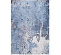 Tapis de salon tissé plat - Cities Collection - Conductive Blue - 170 x 240 cm - Style Graphique Artistique, Inspiré des Anciennes Cartes - Décoration Visuelle Moderne Bleu G