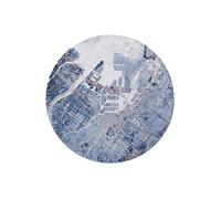 Tapis de salon tissé plat - Cities Collection - Conductive Blue - 240 x 240 cm - Style Graphique Artistique, Inspiré des Anciennes Cartes -