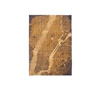 Tapis de salon tissé plat - Cities Collection - Gatsby Gold - 240 x 340 cm - Style Graphique Artistique, Inspiré des Anciennes Cartes - Décoration Visuelle Moderne Jaune G
