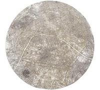 Tapis de salon tissé plat - Cities Collection - Space Trip - 240 x 240 cm - Style Graphique Artistique, Inspiré des Anciennes Cartes - Décoration Visuelle Moderne Gris G