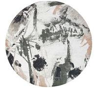 Tapis de salon tissé plat Fresque - Gallery Collection - Indian Rice - 240 x 240 cm - Couleurs Vives, Design Artistique, Inspiré d'un Atelier de Peinture Vert G