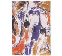 Tapis de salon tissé plat Fresque - Gallery Collection - Purple Game - 200 x 280 cm - Couleurs Vives, Design Artistique, Inspiré d'un Atelier de Peinture Bleu G