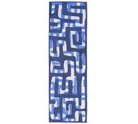 Tapis de salon tissé plat Kuba - Craft Collection - Ultramarine - 80 x 250 cm - Motifs Ethniques Abstraits Inspirés de l'Art Kuba Zaïrois, Design Moderne et Profondeur Visuelle Bleu G