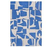 Tapis de salon tissé plat Papercut - Craft Collection - Campanula - 80 x 150 cm - Design Moderne Bauhaus avec Formes Déconstruites, Tangram, Équilibre entre Forme et Couleur Bleu G