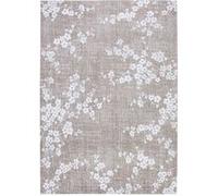 Tapis de salon tissé plat - Sakura Collection - Morning Mist - 140 x 200 cm - Design Élegant de Cerisiers en Fleurs, Inspiré du Printemps Gris G