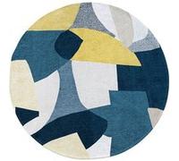 Tapis de salon tissé plat Shapes - Gallery Collection - Duck Song - 240 x 240 cm - Design texturé, formes abstraites entrelacées, couleurs dynamiques Bleu G