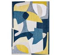 Tapis de salon tissé plat Shapes - Gallery Collection - Duck Song - 280 x 390 cm - Design texturé, formes abstraites entrelacées, couleurs dynamiques Bleu G