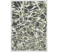 Tapis de salon tissé plat Swim - Meditation Collection - River - 240 x 340 cm - Design cyanotype inspiré de la fluidité de l'eau, reflets brillants, effet tactile avec fil blanc flammé Vert G