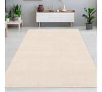 Tapis de salon uni beige facile d'entretien résistant