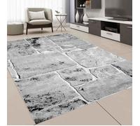 Tapis de Salon - VIMODA - Design Grec Gris - Rectangulaire - Intérieur - Synthétique - Moderne