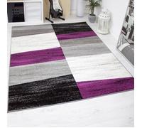 Tapis de Salon - VIMODA - Géométrique - Violet, Gris, Blanc et Noir - 80x150 cm - Moderne