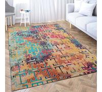 Tapis de salon vintage motif abstrait facile d'entretien doux - coloré