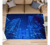 Tapis de science-fiction 100 x 150 cm, tapis d'architecture urbaine pour chambre à coucher, tapis lavable pour salon, tapis antidérapant, cadeau de pendaison de crémaillère et tapis de sol d'intérieur