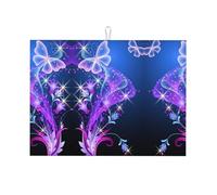 Tapis de séchage à vaisselle absorbant avec motif papillon violet, tapis d'égouttoir pour cuisine, tapis de table antidérapant, set de table, 45,7 x 61 cm
