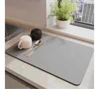Tapis de séchage à vaisselle avec boue de diatomée naturelle pour une absorption rapide de l'humidité, dos en mousse de silicone antidérapant, tapis doux offrant une protection pour les ustensiles de