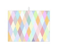 Tapis de séchage à vaisselle coloré géométrique absorbant pour comptoir de cuisine, tapis de café arc-en-ciel, protecteur d'égouttoir avec boucle de suspension, 45,7 x 61 cm