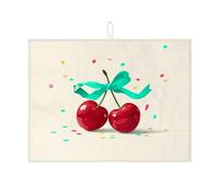 Tapis de séchage à vaisselle en forme de cerises pour comptoir de cuisine, confettis colorés absorbants, tapis de séchage d'été en microfibre pour café, bar, 45,7 x 61 cm