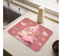 Tapis de séchage à vaisselle en forme de cœur mignon pour femme, style | Tapis de séchage à vaisselle Jumbo à séchage rapide pour comptoir