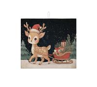 Tapis de séchage à vaisselle en microfibre absorbant avec motif de rennes mignons pour comptoir de cuisine, 40,6 x 45,7 cm