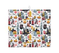 Tapis de séchage à vaisselle en microfibre avec impression scène de rue de New York pour comptoir de cuisine, lavable en machine, super absorbant, 40,6 x 45,7 cm