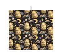 Tapis de séchage à vaisselle en microfibre avec imprimé Capybara arc-en-ciel mignon pour comptoir de cuisine, lavable en machine, tapis de séchage super absorbant 40,6 x 45,7 cm