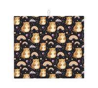 Tapis de séchage à vaisselle en microfibre avec imprimé cochon d'Inde arc-en-ciel pour comptoir de cuisine, lavable en machine, super absorbant, 40,6 x 45,7 cm