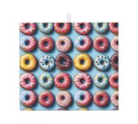 Tapis de séchage à vaisselle en microfibre avec imprimé donuts arc-en-ciel pour comptoir de cuisine, lavable en machine, tapis de séchage super absorbant 40,6 x 45,7 cm