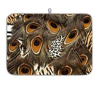 Tapis de séchage à vaisselle en microfibre imprimé animal plume de paon tigre absorbant pour cuisine cuillère en verre 40,6 x 45,7 cm