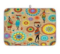 Tapis de séchage à vaisselle en microfibre pour femme africaine vintage absorbant pour cuisine, cuillère, assiette en verre, 40,6 x 45,7 cm