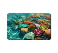 Tapis de séchage à vaisselle en pierre colorée pour comptoir de cuisine, tapis d'égouttoir à vaisselle en caoutchouc absorbant avec pierres précieuses vives, tapis de séchage d'été en cuir synthétique