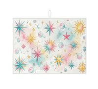 Tapis de séchage à vaisselle étoilé pour comptoir de cuisine, tapis de vaisselle céleste absorbant coloré, tapis de séchage en microfibre fantaisie pour café, bar, 45,7 x 61 cm
