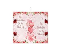 Tapis de séchage à vaisselle floral pour comptoir de cuisine, tapis égouttoir absorbant en forme de cœur de pêche, tapis de séchage en microfibre pour comptoir de cuisine, 40,6 x 45,7 cm