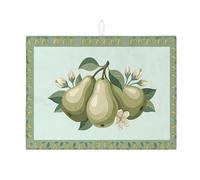 Tapis de séchage à vaisselle Green Pears pour comptoir de cuisine, tapis égouttoir à vaisselle absorbant à motif floral vintage, tapis de séchage en microfibre pour protection de bar à café, 45,7 x 61