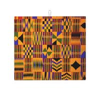 Tapis de séchage à vaisselle imprimé avec texture ethnique tribale africaine, tapis absorbant, adapté pour ranger couteaux, tasses et plats.