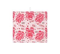 Tapis de séchage à vaisselle imprimé baiser de Saint-Valentin pour comptoir de cuisine, tapis d'égouttoir absorbant à motif lèvres rouges, tapis en microfibre sur le thème de l'amour pour café bar