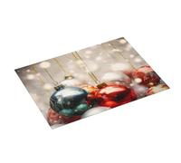 Tapis de séchage à vaisselle imprimé boules de Noël 61 x 46 cm tapis de séchage à vaisselle en microfibre très absorbant tapis de comptoir de cuisine pour égouttoir à vaisselle
