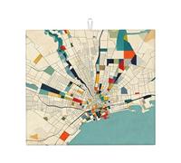 Tapis de séchage à vaisselle imprimé carte abstraite, grand tapis de séchage absorbant en pierre pour comptoir