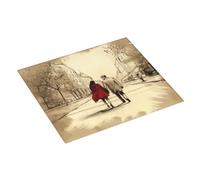 Tapis de séchage à vaisselle imprimé Couple in Love Walking 46 x 41 cm Tapis de séchage à vaisselle en microfibre très absorbant Tapis de comptoir de cuisine pour égouttoir à vaisselle