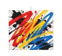 Tapis de séchage à vaisselle imprimé graffiti coloré, grand tapis de séchage de cuisine, tapis de séchage absorbant en pierre pour comptoir