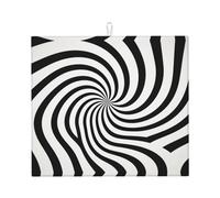 Tapis de séchage à vaisselle imprimé lignes Dizzy noir et blanc, grand tapis de séchage de cuisine absorbant en pierre pour comptoir