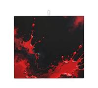 Tapis de séchage à vaisselle imprimé mélange rouge et noir, grand tapis de séchage de cuisine absorbant en pierre pour comptoir