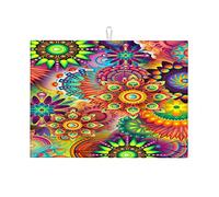 Tapis de séchage à vaisselle Mandalas pour comptoir de cuisine, égouttoir à vaisselle et support, durable, petit format 40 x 45 cm
